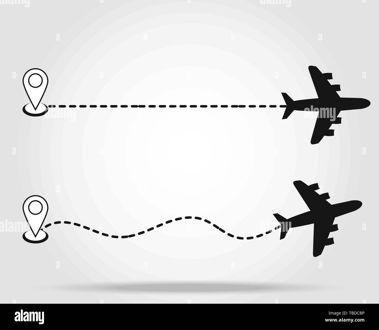 Ensemble d'itinéraires de vol de l'avion - Chemin de ligne eps10 vector illustration isolé Illustration de Vecteur