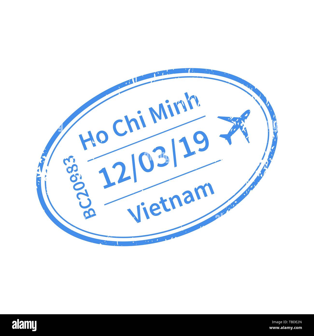 Vietnam visa de voyage international stamp isolé sur blanc. Signe d'arrivée  de tampon en caoutchouc bleu avec texture Image Vectorielle Stock - Alamy