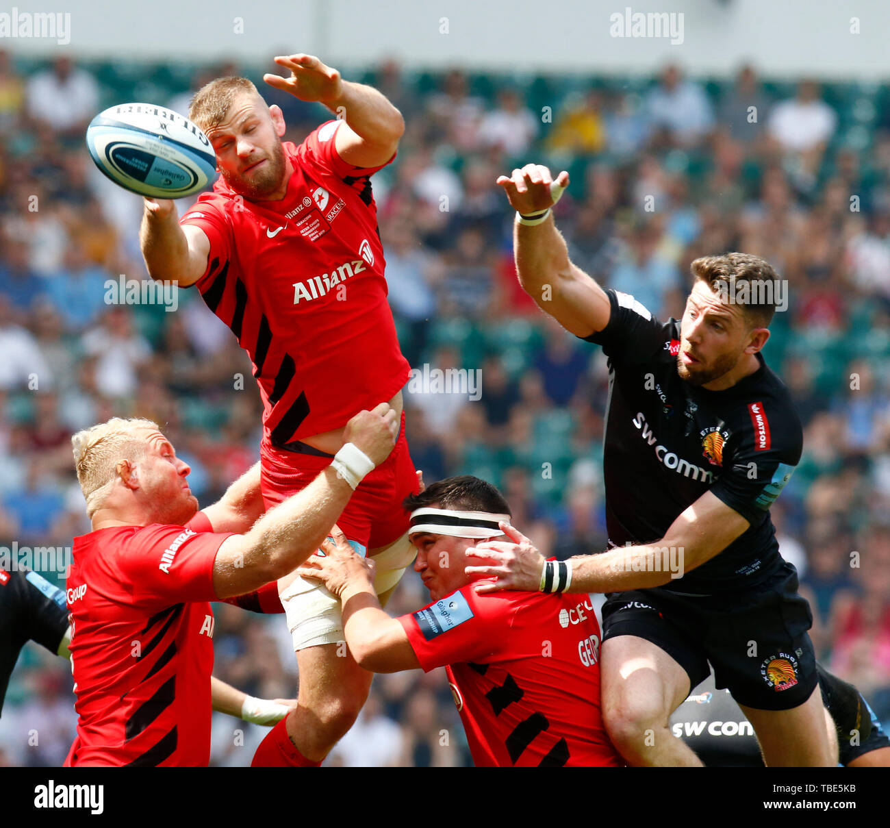 Londres, Royaume-Uni. 01 Juin, 2019. George Kruis de Sarrasins au cours de Gallagher Premiership Rugby finale entre Exeter Chiefs et Sarrasins au stade de Twickenham, Londres, le 01 juin 2019 : Crédit photo Action Sport/Alamy Live News Banque D'Images