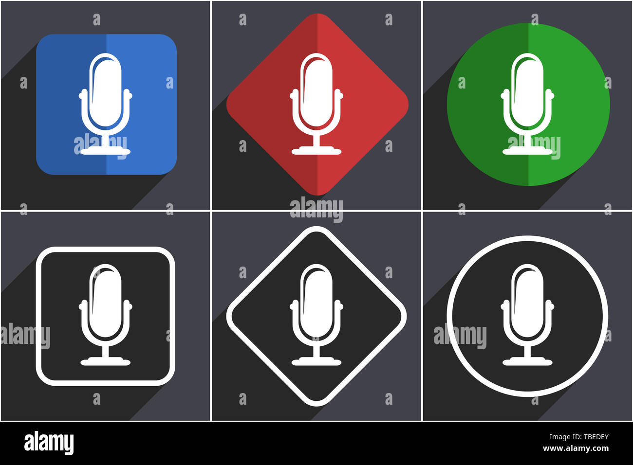 Ensemble microphone de télévision design web icônes dans 6 options Banque D'Images