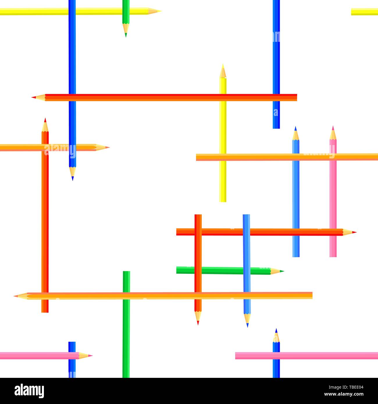 Vector pattern. transparente De formes rectangulaires créé à partir de crayons de couleur. A fait des crayons pour les artistes et les enfants. Illustration de Vecteur