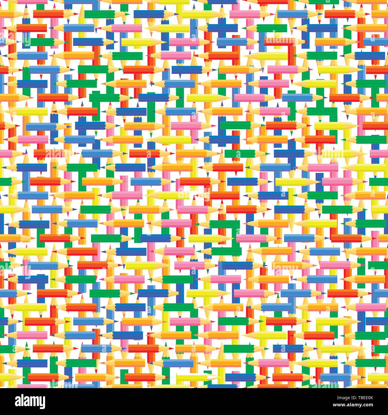Les modèles sans couture de vecteur. Les chaînes verticales et horizontales des petits crayons de couleur. Bon site d'information pour les artistes et pour l'éducation des enfants. Illustration de Vecteur
