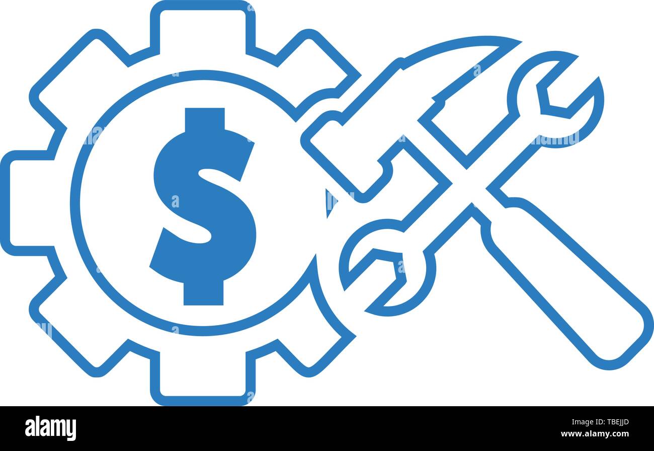 L'icône Outils pignons dollar avec vecteur Illustration de Vecteur