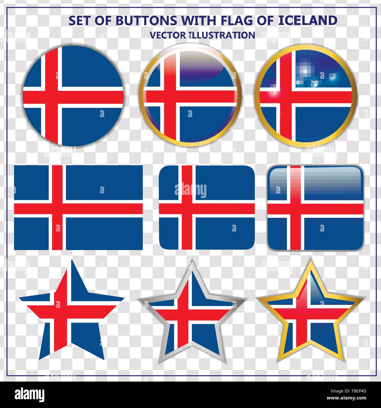 Bouton lumineux avec le drapeau de l'Islande. Heureux l'Islande jour bouton. Bouton avec drapeau. Vector illustration. Illustration de Vecteur