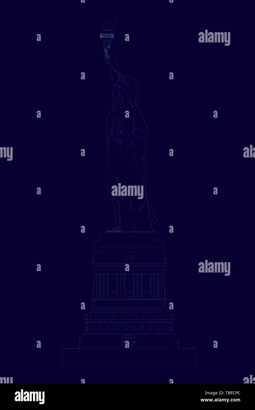 Le contour de la statue de la liberté. Vue de côté. Vector illustration. Illustration de Vecteur