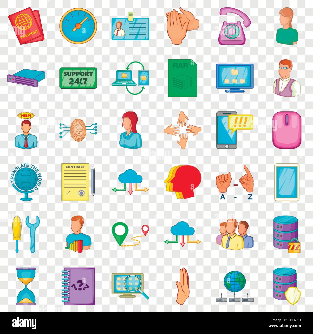 Tous les jours, l'ensemble des icônes de style cartoon Illustration de Vecteur