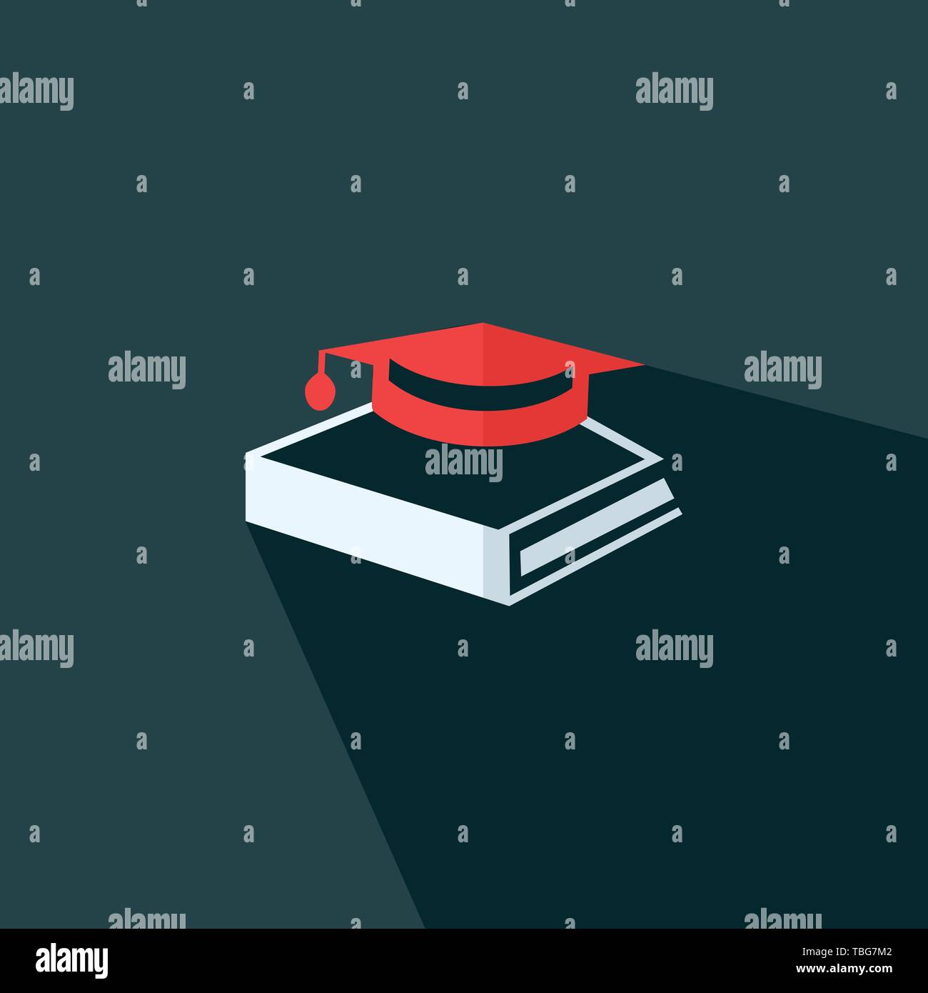 Réservez avec graduation cap - éducation - l'icône de l'université académique chapeau Illustration de Vecteur