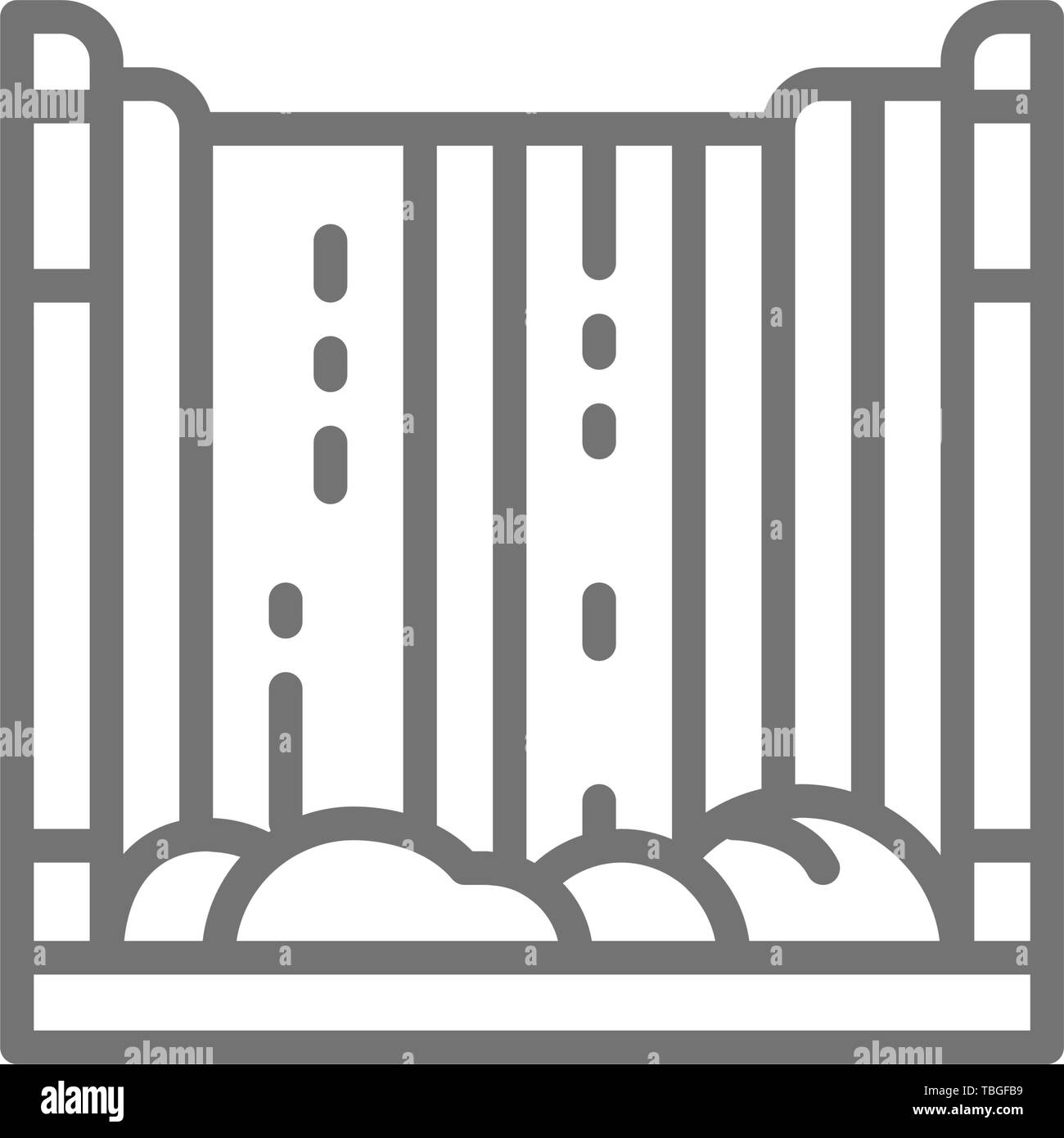 Niagara Falls, une chute d'icône Ligne. Isolé sur fond blanc Illustration de Vecteur