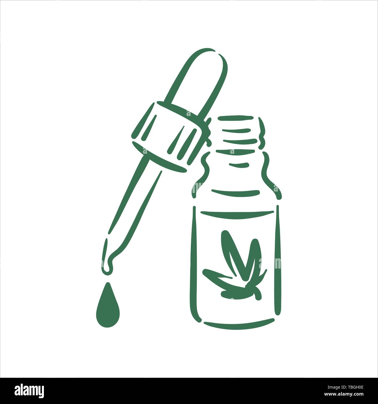 Vector hand drawn gouttes cannabis illustration sur fond blanc Illustration de Vecteur