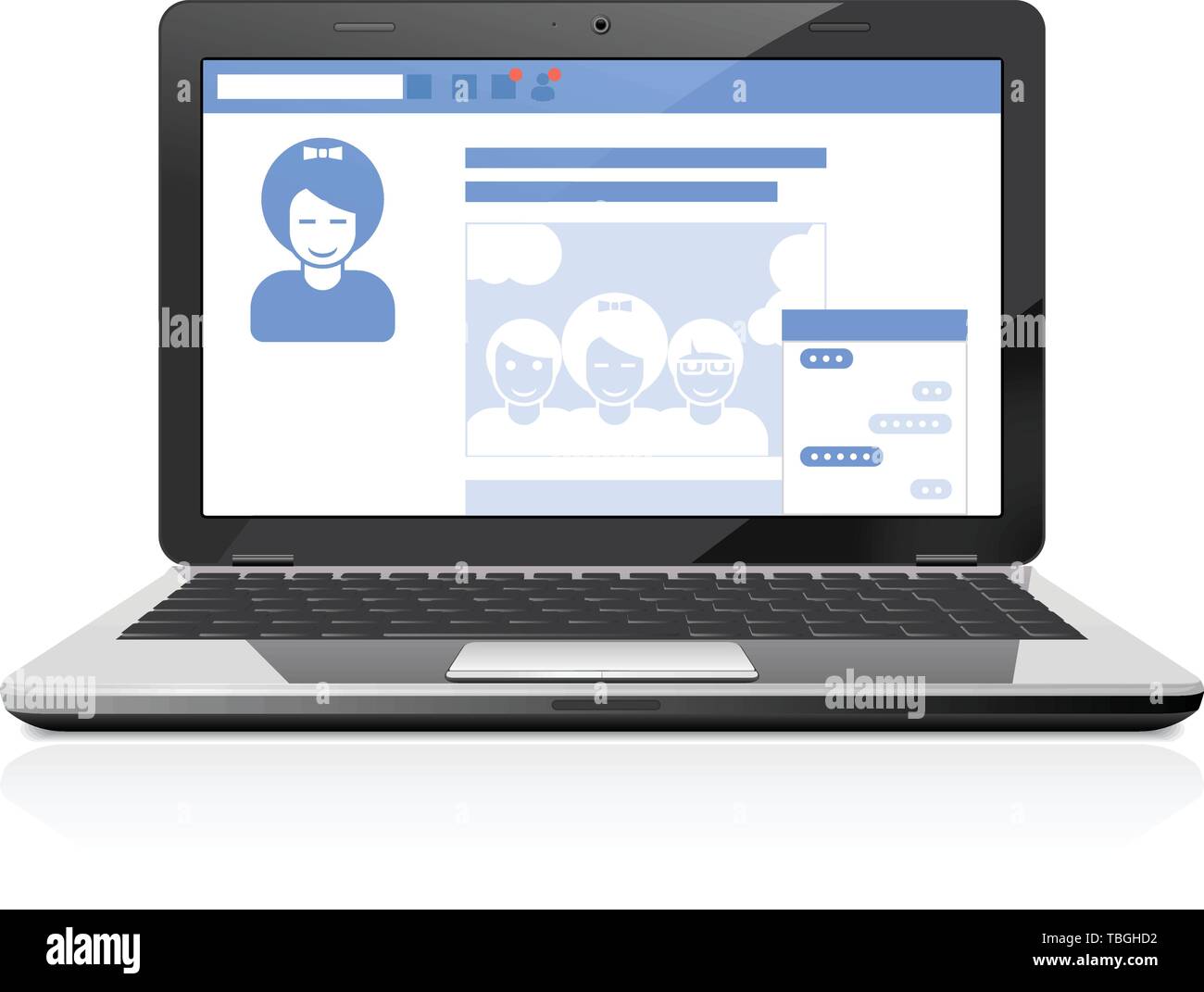 Votre profil public social - réseau social sur la page d'écran d'ordinateur portable Illustration de Vecteur