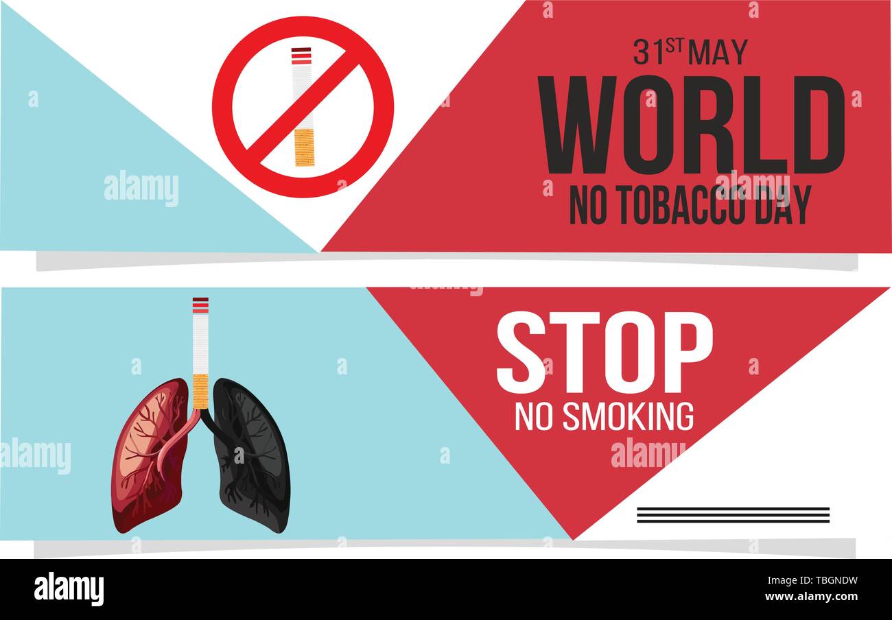 Ne pas fumer et de la Journée mondiale sans tabac. Banner Illustration de Vecteur