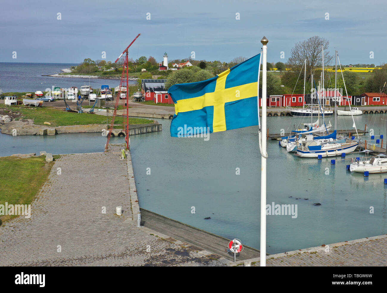 Avis de Smygehuk. Smygehuk pour la Suède, et la péninsule scandinave et la plus au sud de l'île est une destination touristique populaire avec plus de 200 000 visiteurs chaque été. Banque D'Images