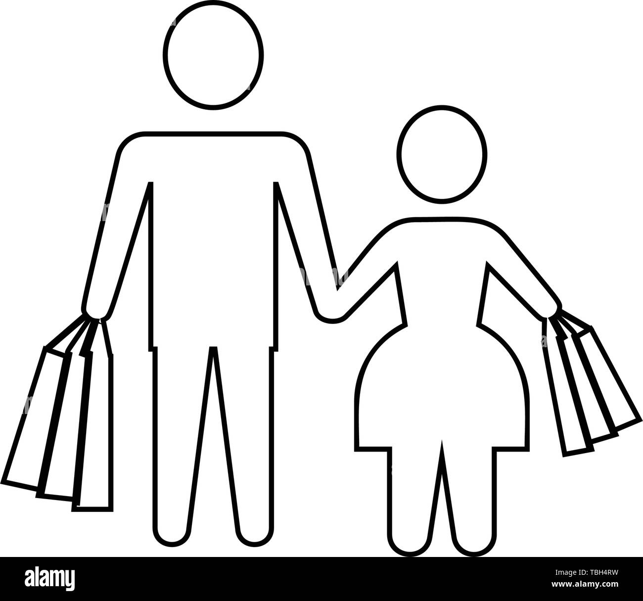 Garçon et fille l'icône de l'acheteur Illustration de Vecteur