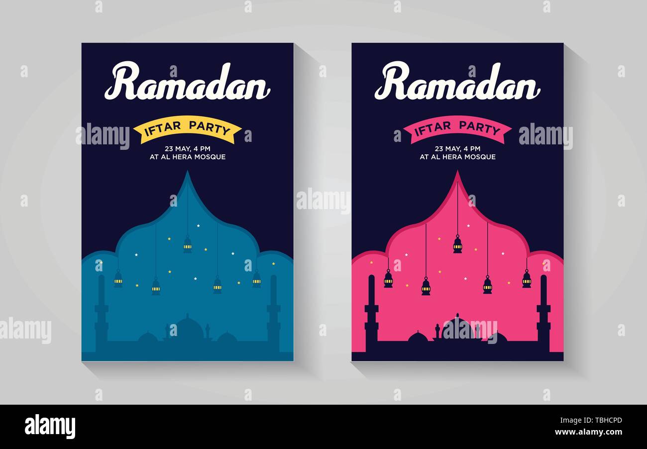 Ramadan iftar coloré modèle de conception de l'affiche de la fête - Nettoyer le ramadan poster Illustration de Vecteur