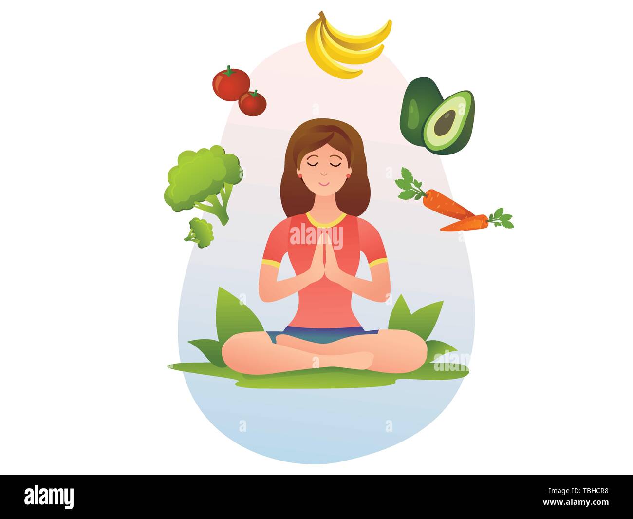 L'alimentation saine, végétarienne et végétalienne yoga Illustration de Vecteur