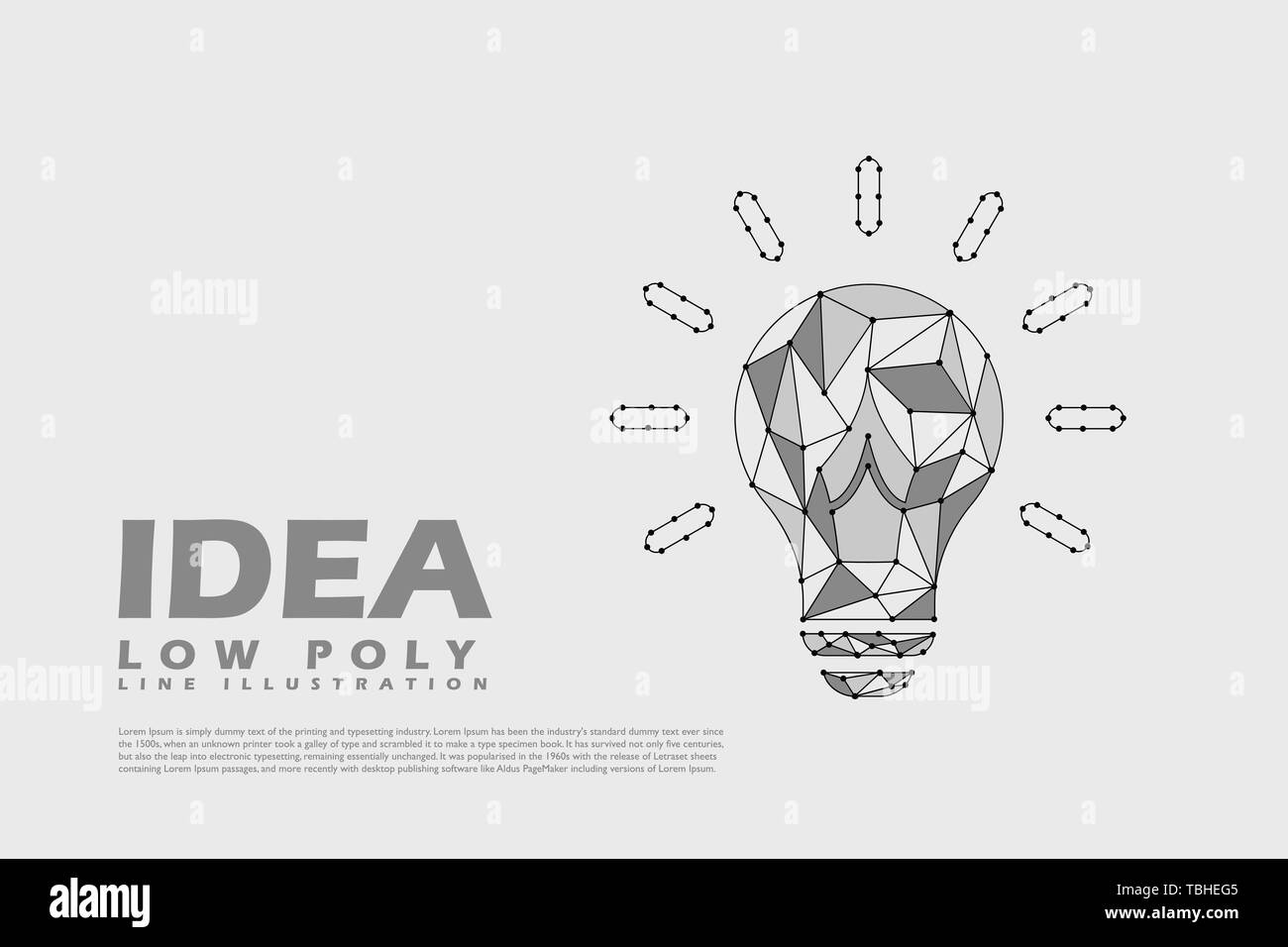 Idée polygonale - low poly style ligne illustration - concept lumière noir et blanc Illustration de Vecteur