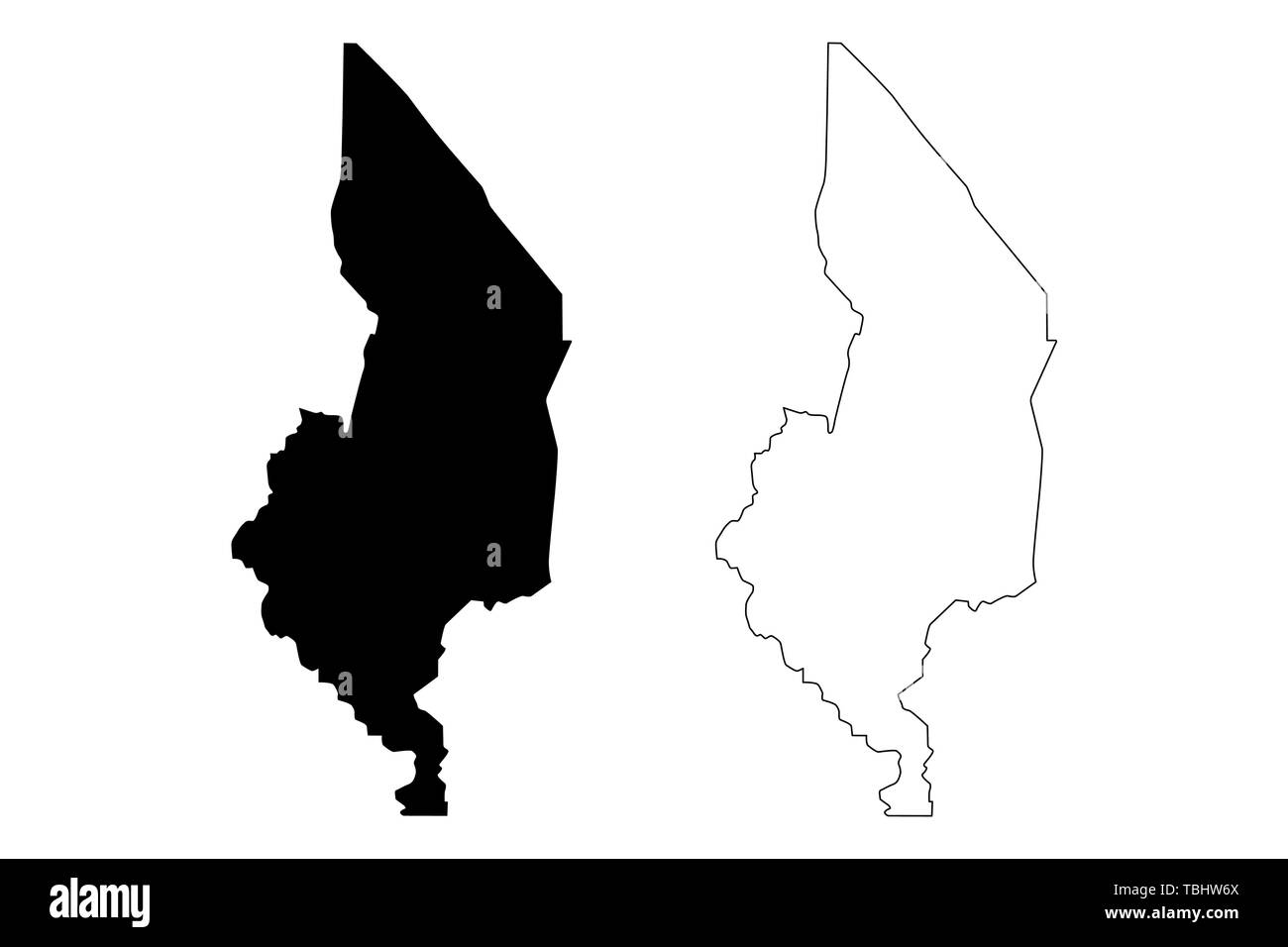 Région du Sud Malawi (République du Malawi, les régions du Malawi, les divisions administratives) map vector illustration gribouillage, croquis Région Sud site Illustration de Vecteur