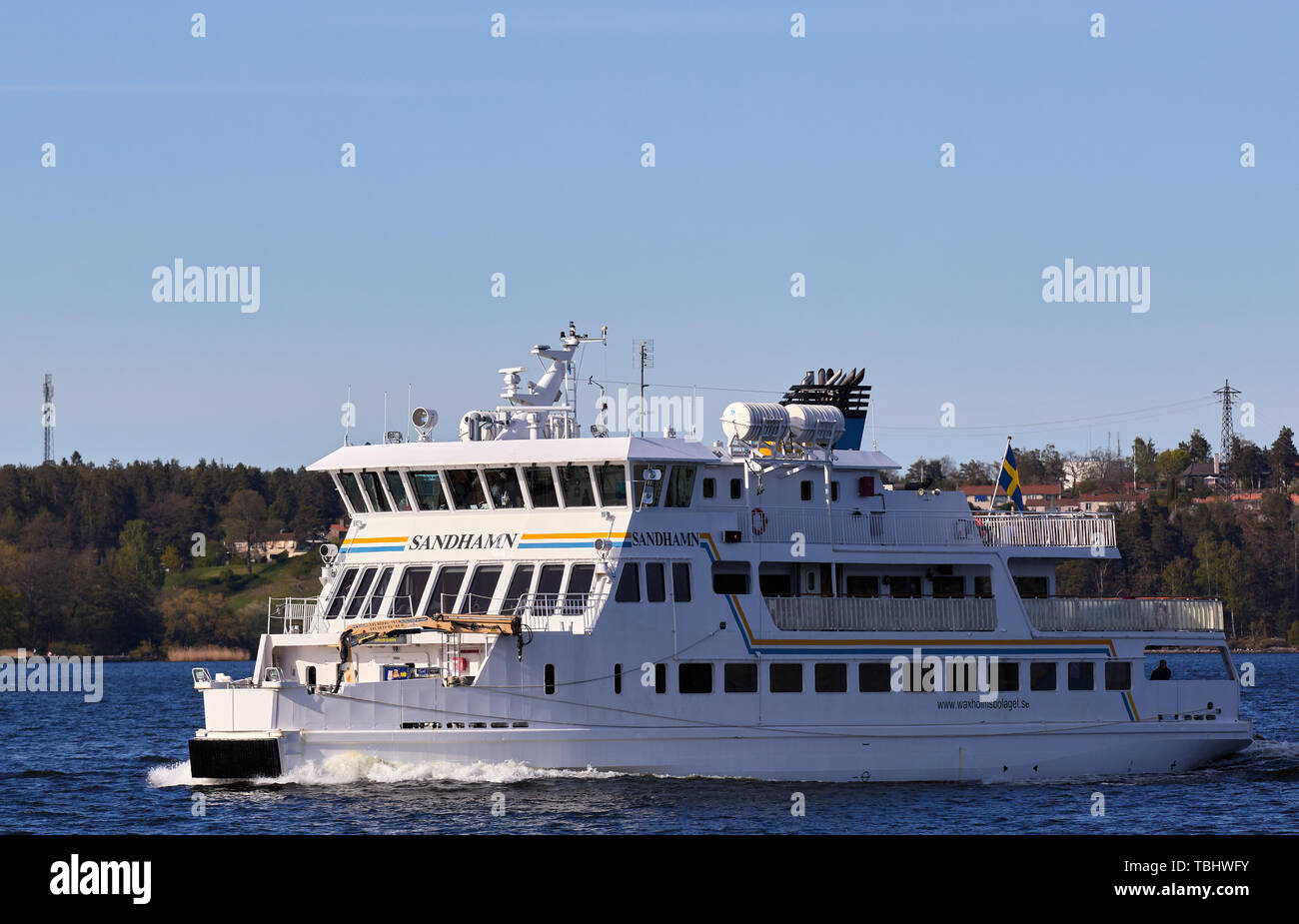 Bateau-navette Sandhamn en direction de Stockholm, Suède Banque D'Images