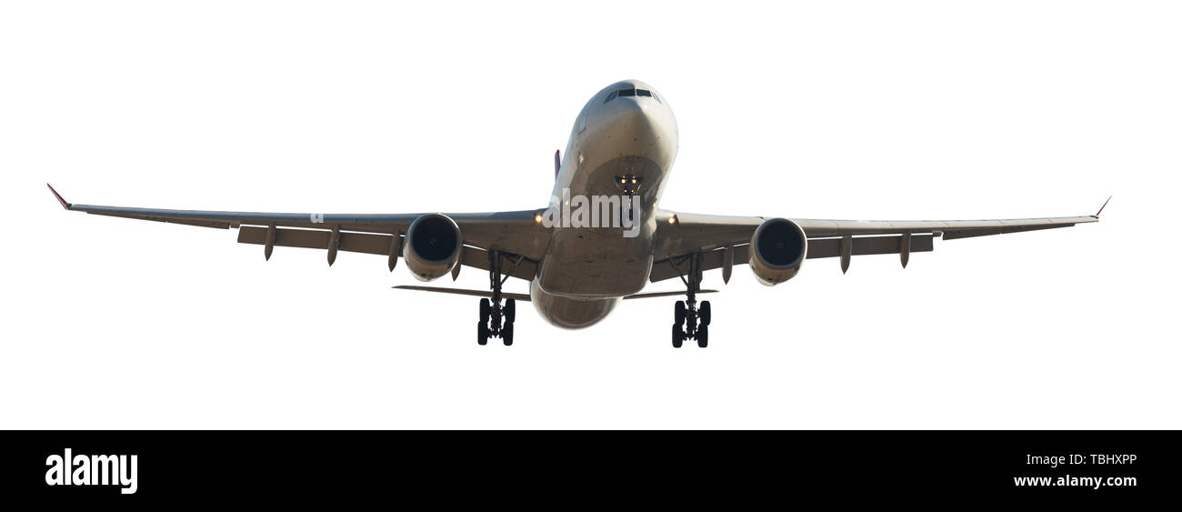 Grand avion de passagers isolé sur fond blanc Banque D'Images