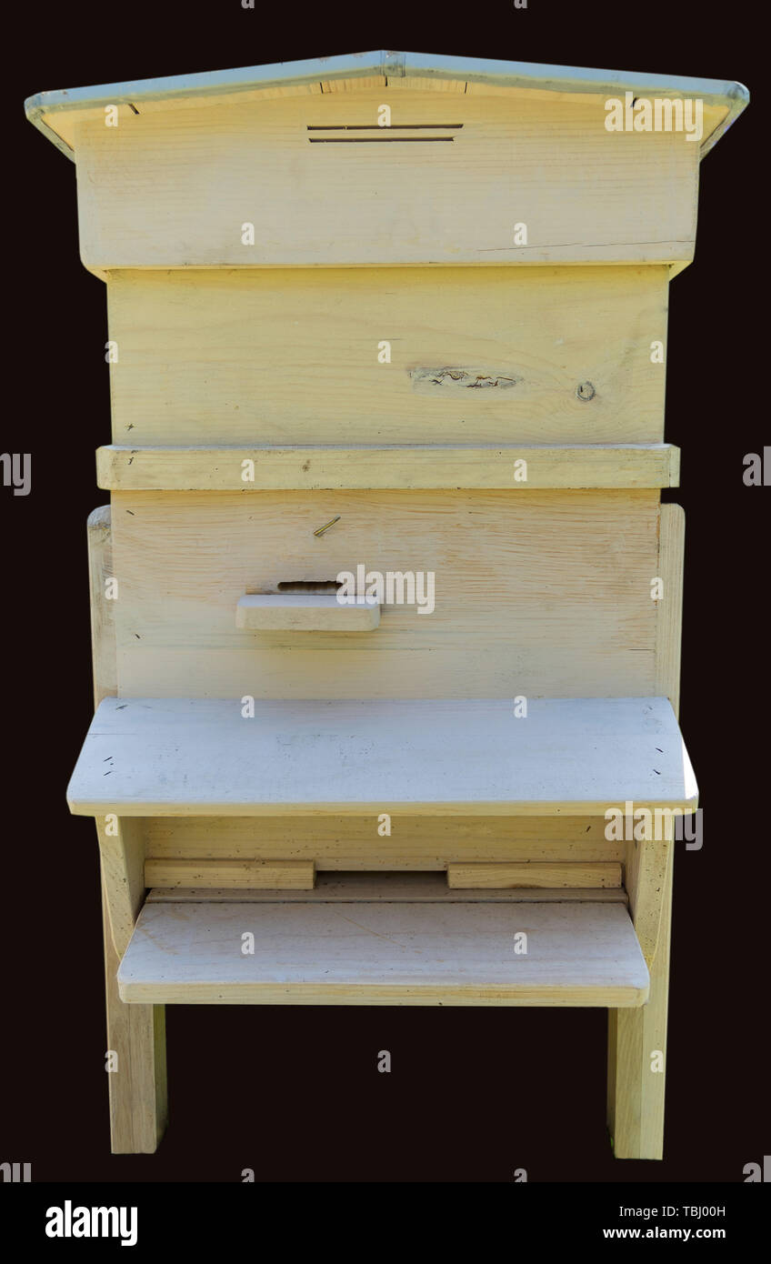 Ruche en bois pour les abeilles sur les abeilles. Banque D'Images