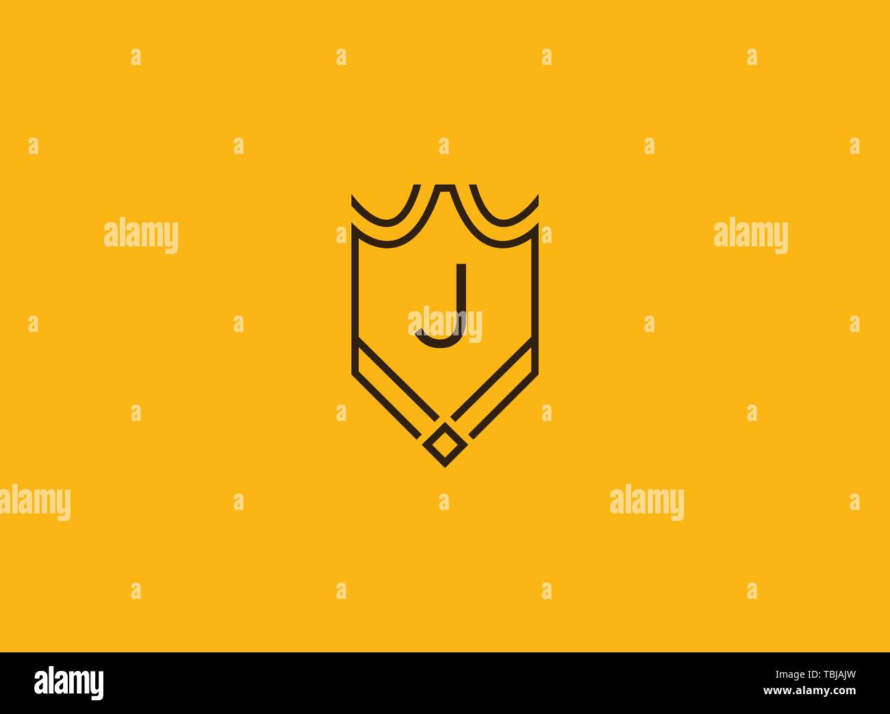 Bouclier linéaire de luxe logo monogramme lettre J Illustration de Vecteur