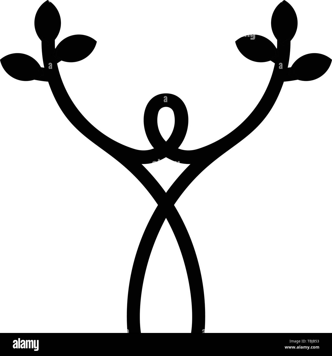 Arbre généalogique de l'homme noir logo Illustration de Vecteur