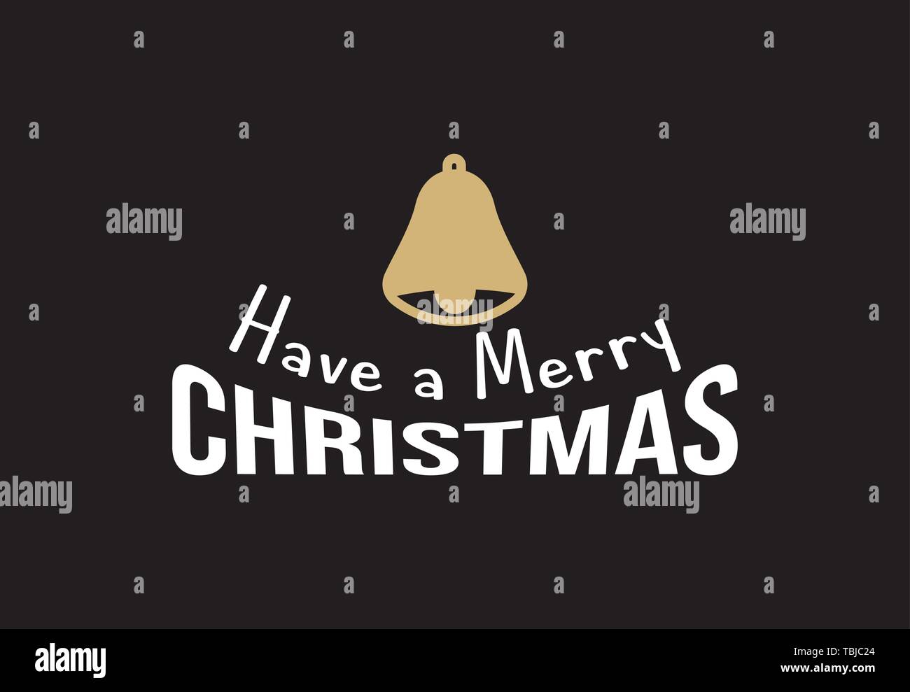 Joyeux Noël Logo. Le logo de Bell de Noël - Bonne année - symbole sur fond noir Illustration de Vecteur