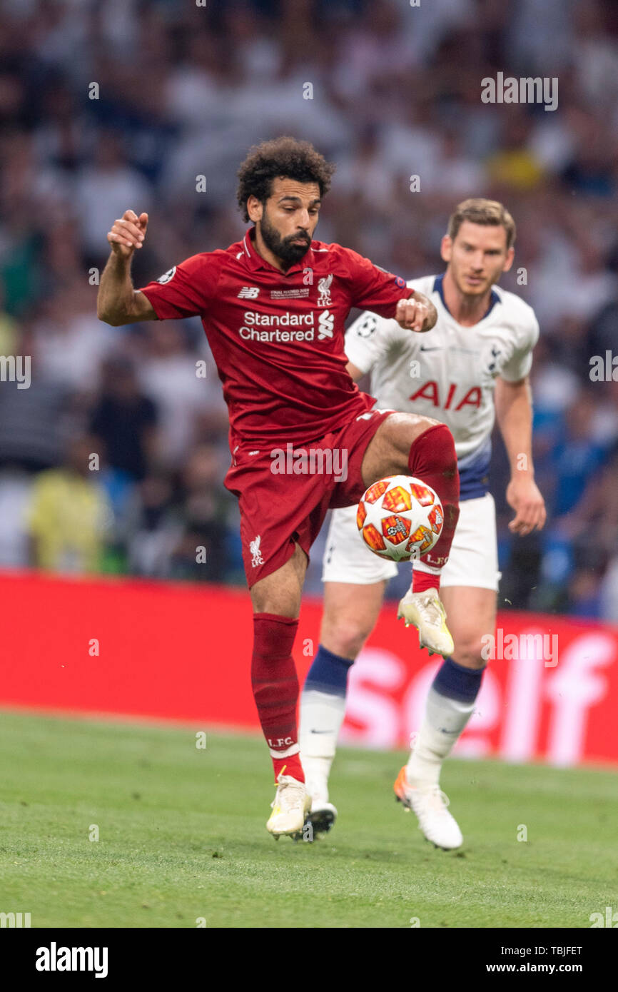Mohamed Salah Ghaly (Liverpool FC) lors de la finale de la Ligue des Champions match entre Tottenham 0-2 Liverpool FC à l'Estadio Metropolitano de Madrid, Espagne, Juin 1, 2019. (Photo de Maurizio Borsari/AFLO) Banque D'Images