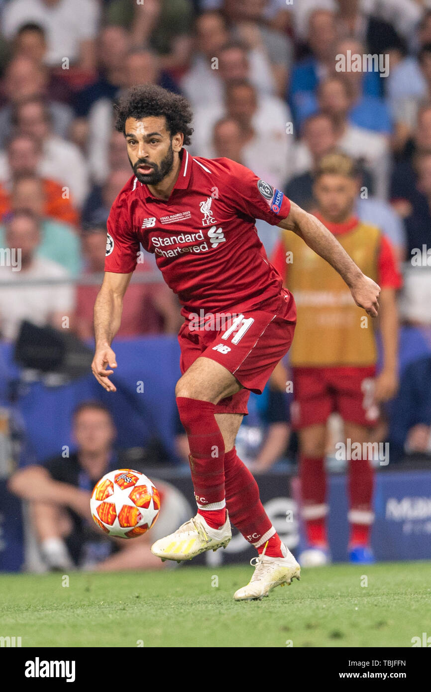 Mohamed Salah Ghaly (Liverpool FC) lors de la finale de la Ligue des Champions match entre Tottenham 0-2 Liverpool FC à l'Estadio Metropolitano de Madrid, Espagne, Juin 1, 2019. (Photo de Maurizio Borsari/AFLO) Banque D'Images