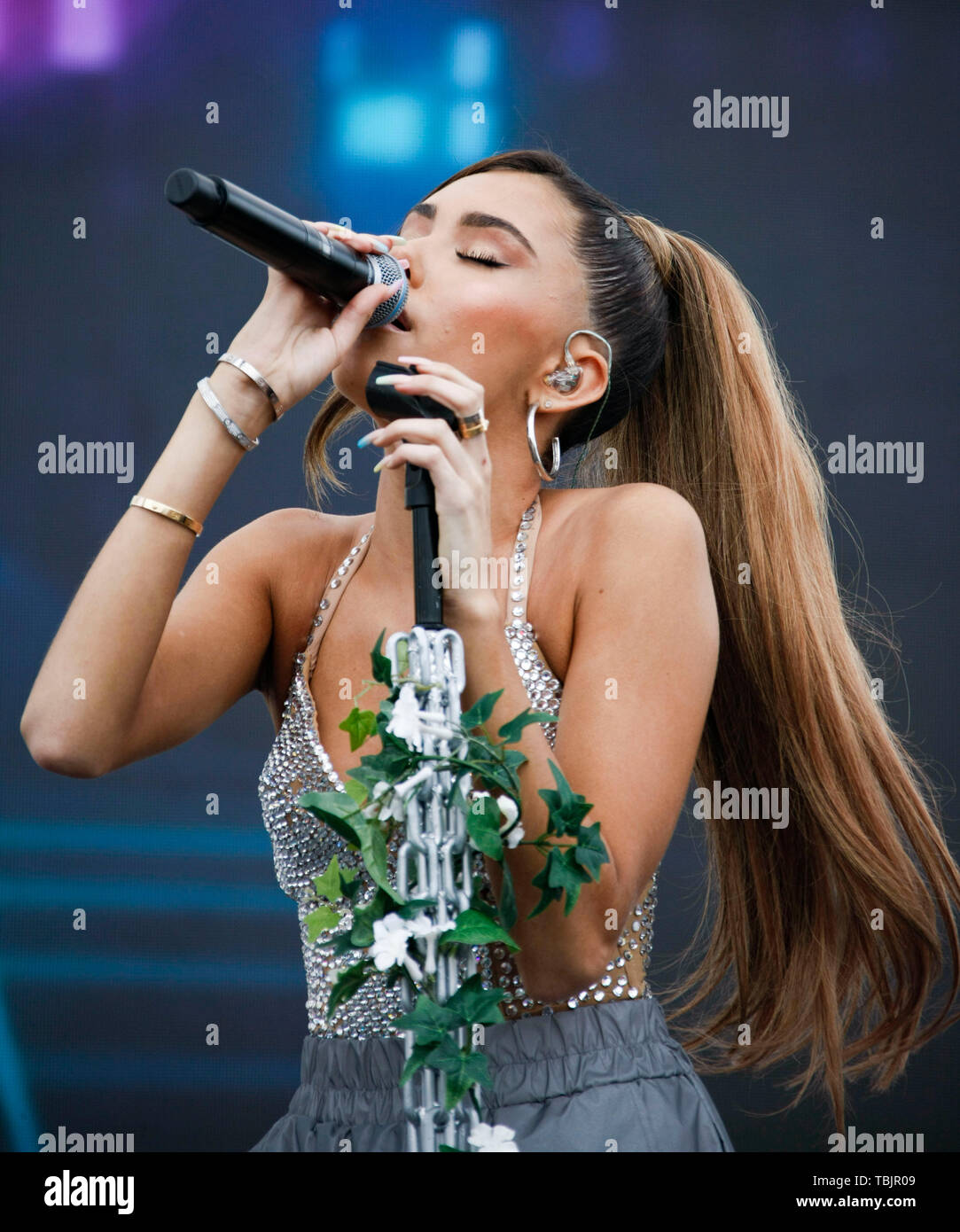 CARSON, CA - le 01 juin : Madison Beer fonctionne à la radio KIIS FM Wango Tango Village pendant les 2019 iHeartRadio Wango Tango à la dignité Santé Sport Park sur Juin 01, 2019 à Carson, Californie. Photo : imageSPACE Banque D'Images