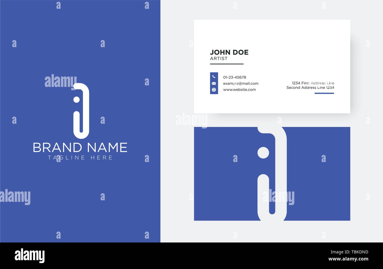 Lettre j de luxe avec logo carte d'affaires propre Illustration de Vecteur