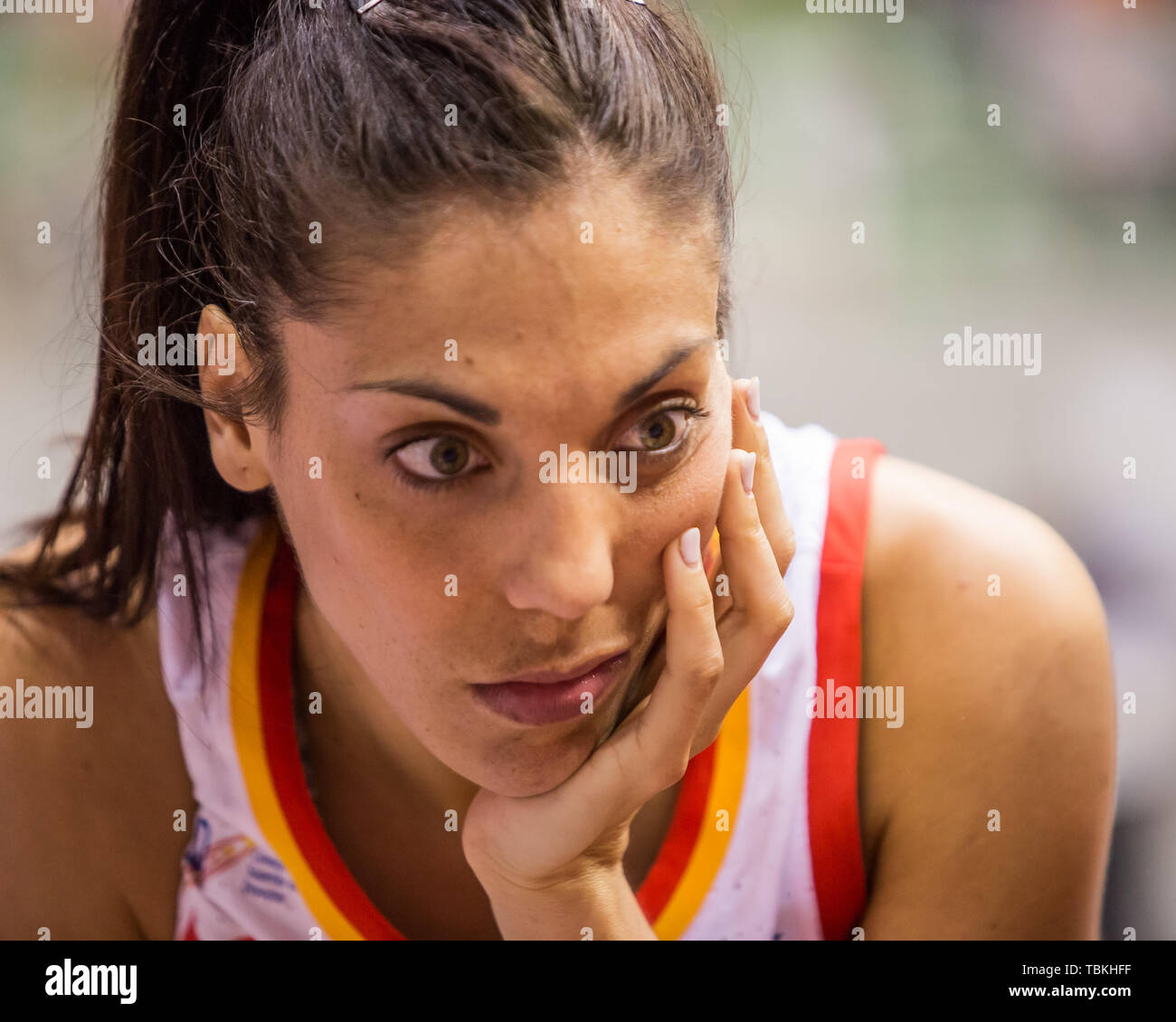 Burgos, Espagne. 01 Juin, 2019. Cristina Ouviña lors d'Espagne victoire sur la Lettonie (77 - 51) en match amical entre l'Espagne et la Lettonie a célébré au Coliseum Burgos à Burgos (Espagne), 1er juin 2019. Credit : Juan Carlos García Mate/Pacific Press/Alamy Live News Banque D'Images