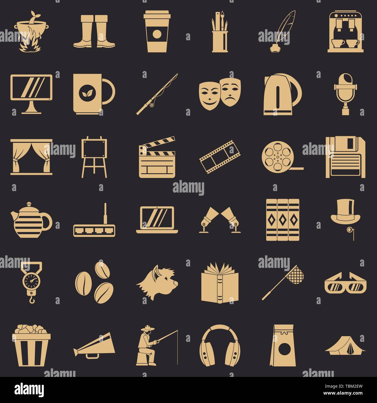 Avenue icons set, le style simple Illustration de Vecteur