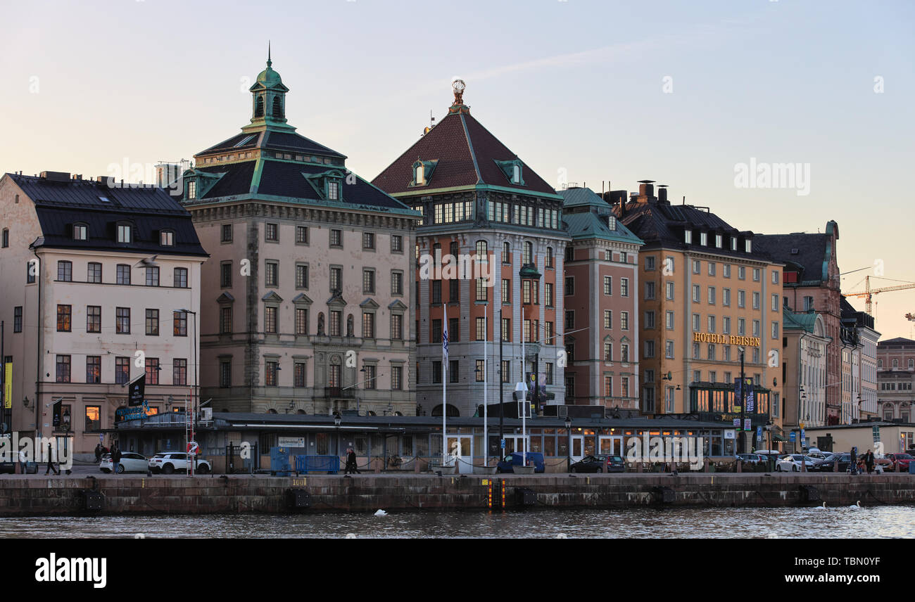 Skeppsbron à Gamla Stan (vieille ville), Stockholm, Suède Banque D'Images