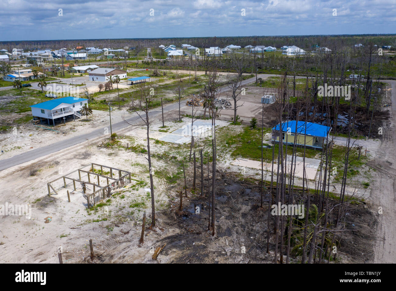 Le Mexique, Floride - Destruction de l'ouragan Michael est répandu sept mois après la tempête de catégorie 5 a frappé la Floride. Banque D'Images