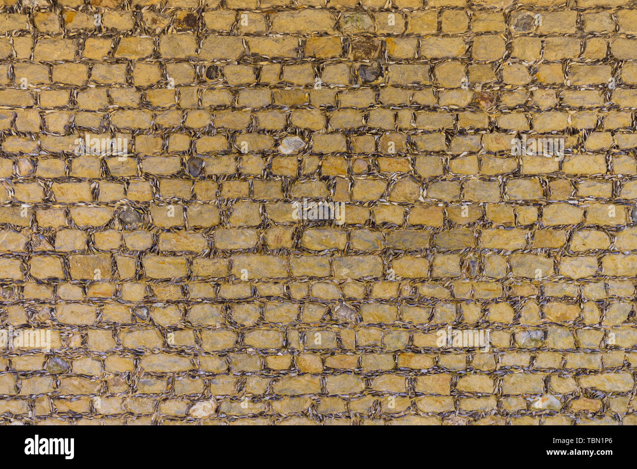 Mur de pierre et de silex de St Thomas Becket une église, Pagham, West Sussex, UK Banque D'Images