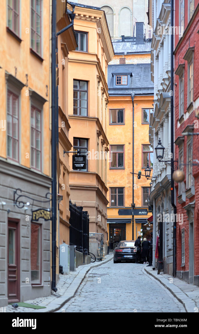 Stora Gråmunkegränd à Gamla Stan (vieille ville), Stockholm, Suède Banque D'Images