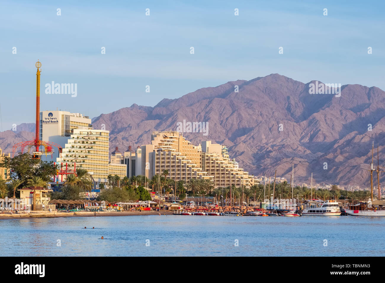Vue panoramique du front de mer d'Eilat Banque D'Images