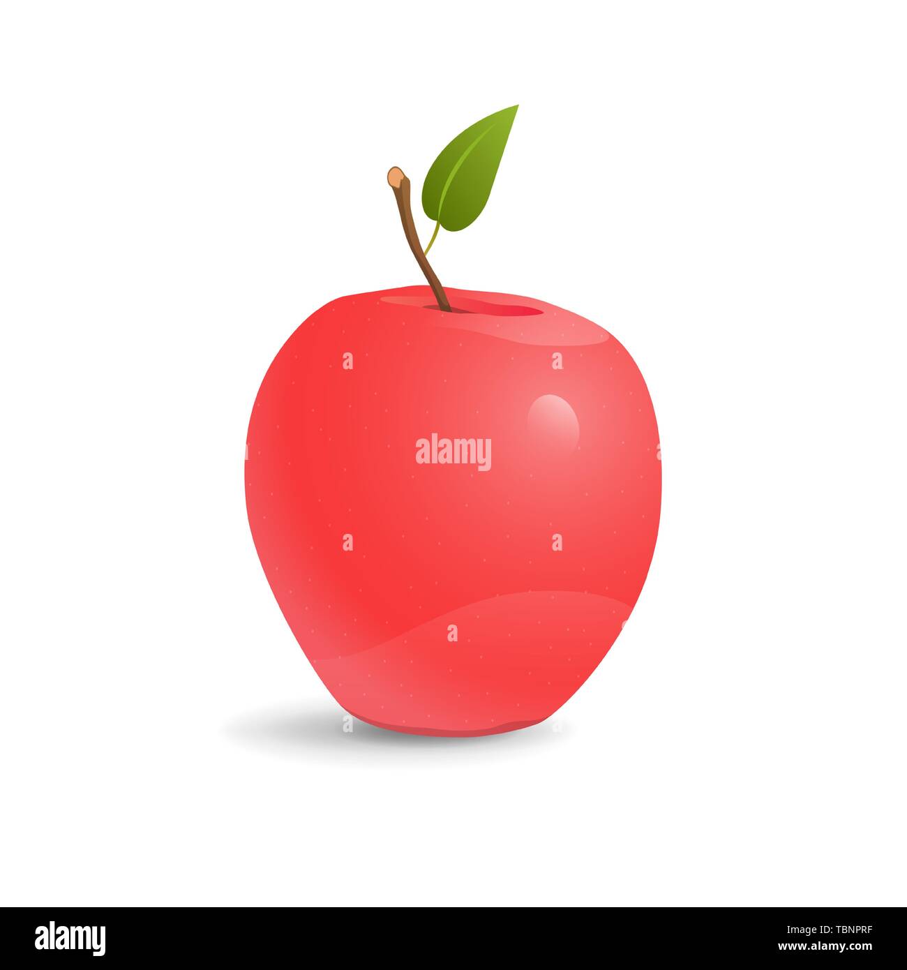 Vector illustration d'une pomme rouge avec une feuille verte est isolé sur un fond blanc. Illustration de Vecteur