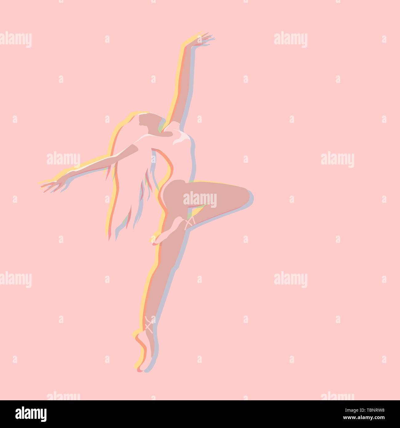 La danse active d'une jeune fille. Vector illustration dans télévision style. Personnage avec effet glitch Illustration de Vecteur