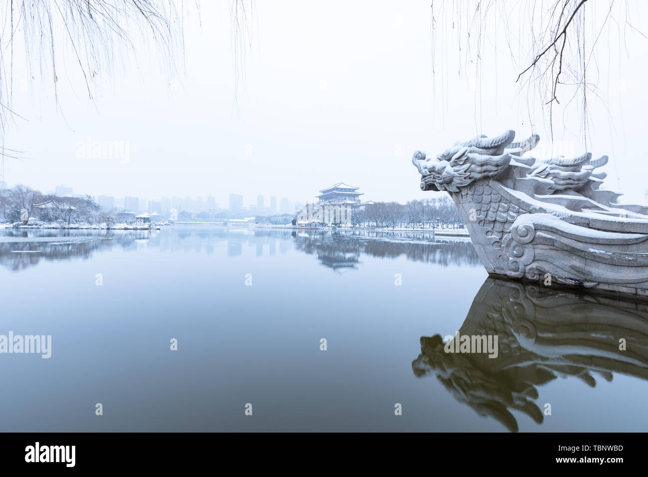 Ancienne ville Xi'an Qujiang Scenic Area Big Wild Goose Pagoda Rainbow Garden City South Lake Scenery Banque D'Images