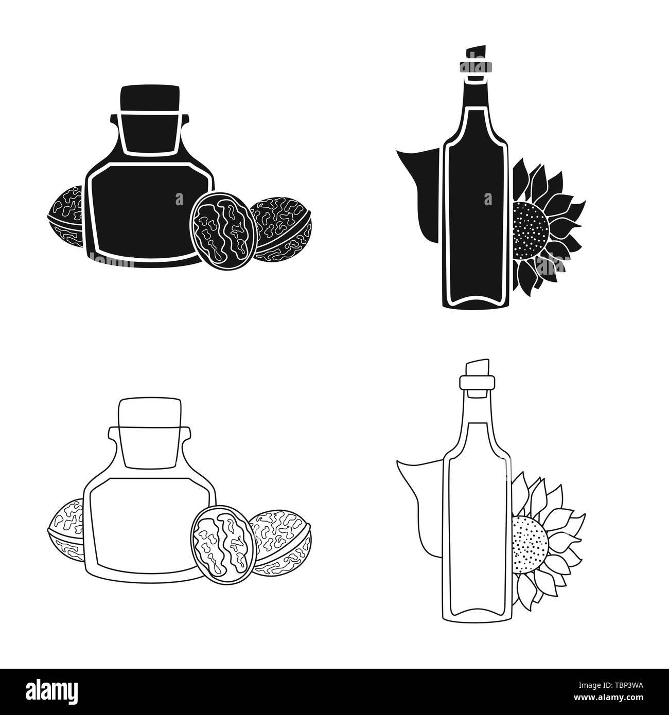 Noyer,tournesol,alimentation,bio,sun,m,froid,pressé core |,des,ferme,nature,cuisine,cuisine,base,alimentation,plastique,sain,légumes,huile,agriculture,bouteille,verre,cuisine,Culture,nutrition,set,produits biologiques,vector icon,illustration,collection,isolé,design,graphisme,élément,signe, vecteurs vecteur , Illustration de Vecteur