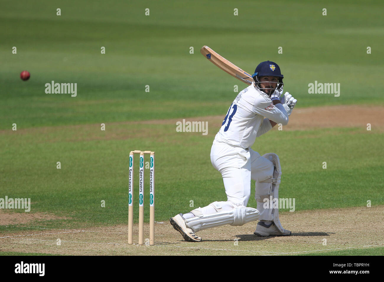 CHESTER LE STREET, Angleterre 3e juin Gareth Harte de Durham au cours de la ouate en match de championnat entre Specsavers County Durham County Cricket Club et Club de cricket du comté de Derbyshire au Emirates Riverside, Chester le Street le lundi 3 juin 2019. (Crédit : Mark Fletcher | MI News) Credit : MI News & Sport /Alamy Live News Banque D'Images