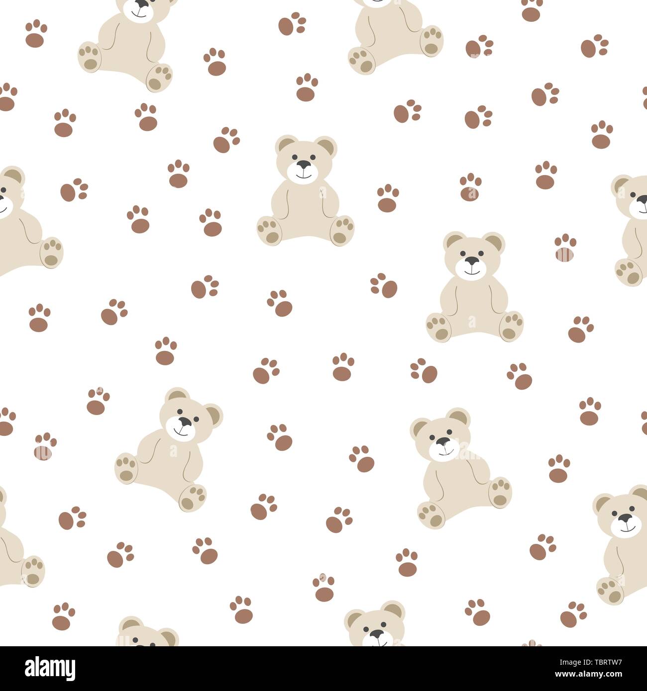 Avec motif transparent Cute Bear Paw et des animaux pour les enfants d'imprimer et de textile sur fond blanc. Illustration de Vecteur