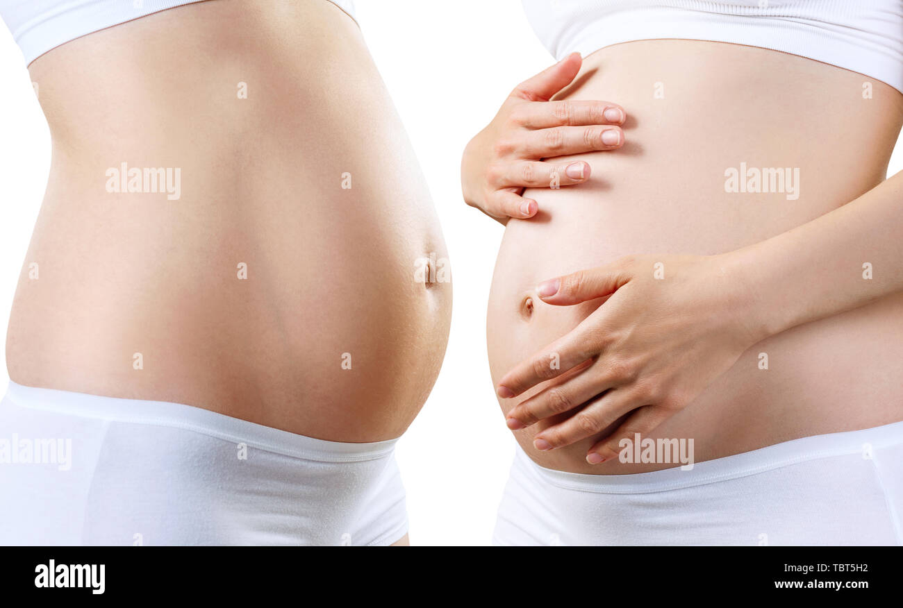 Collage de femme enceinte avec le ventre en début de grossesse Photo Stock  - Alamy