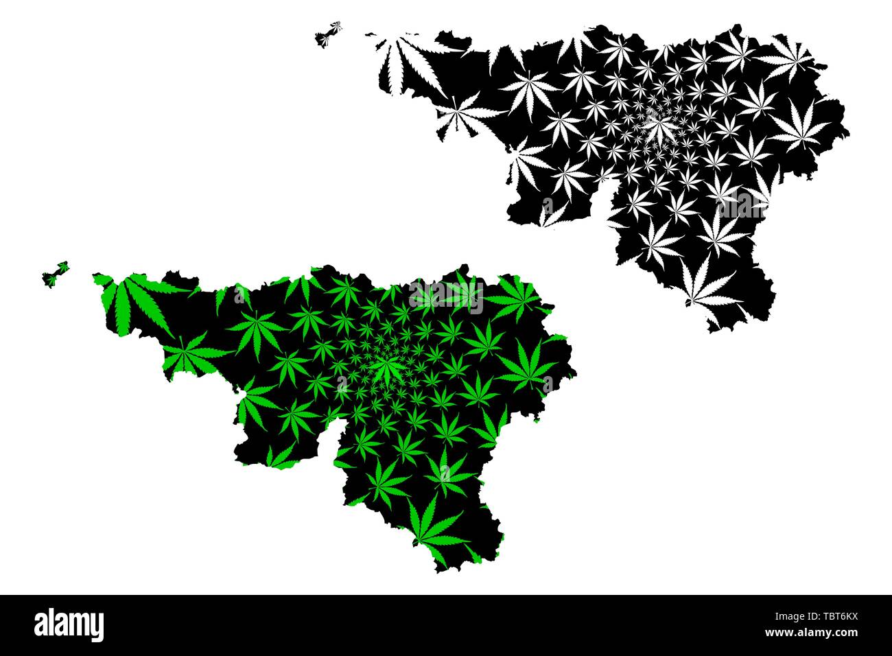 Wallonie Communaute Et Region De La Belgique Royaume De Belgique La Carte Est Concue De Feuilles De Cannabis Vert Et Noir Wallonie Carte Fait De La Marijuana Marihuan Image Vectorielle Stock