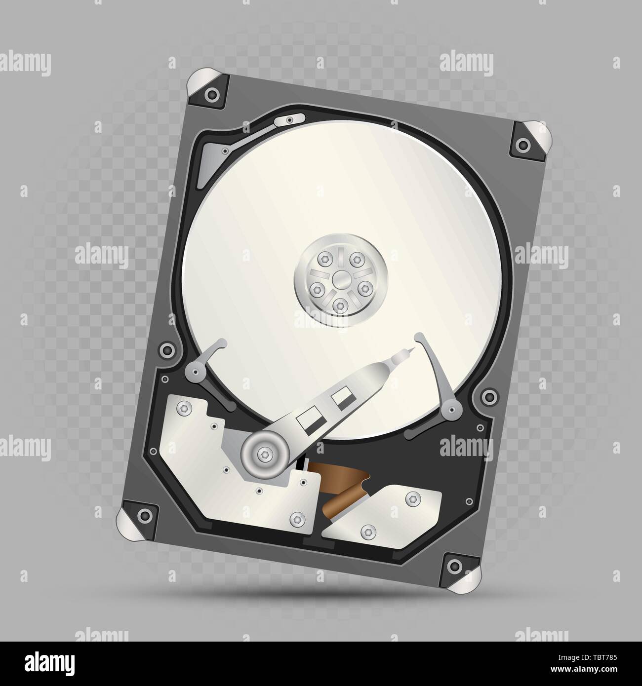 Fond gris disque dur désassemblé Illustration de Vecteur
