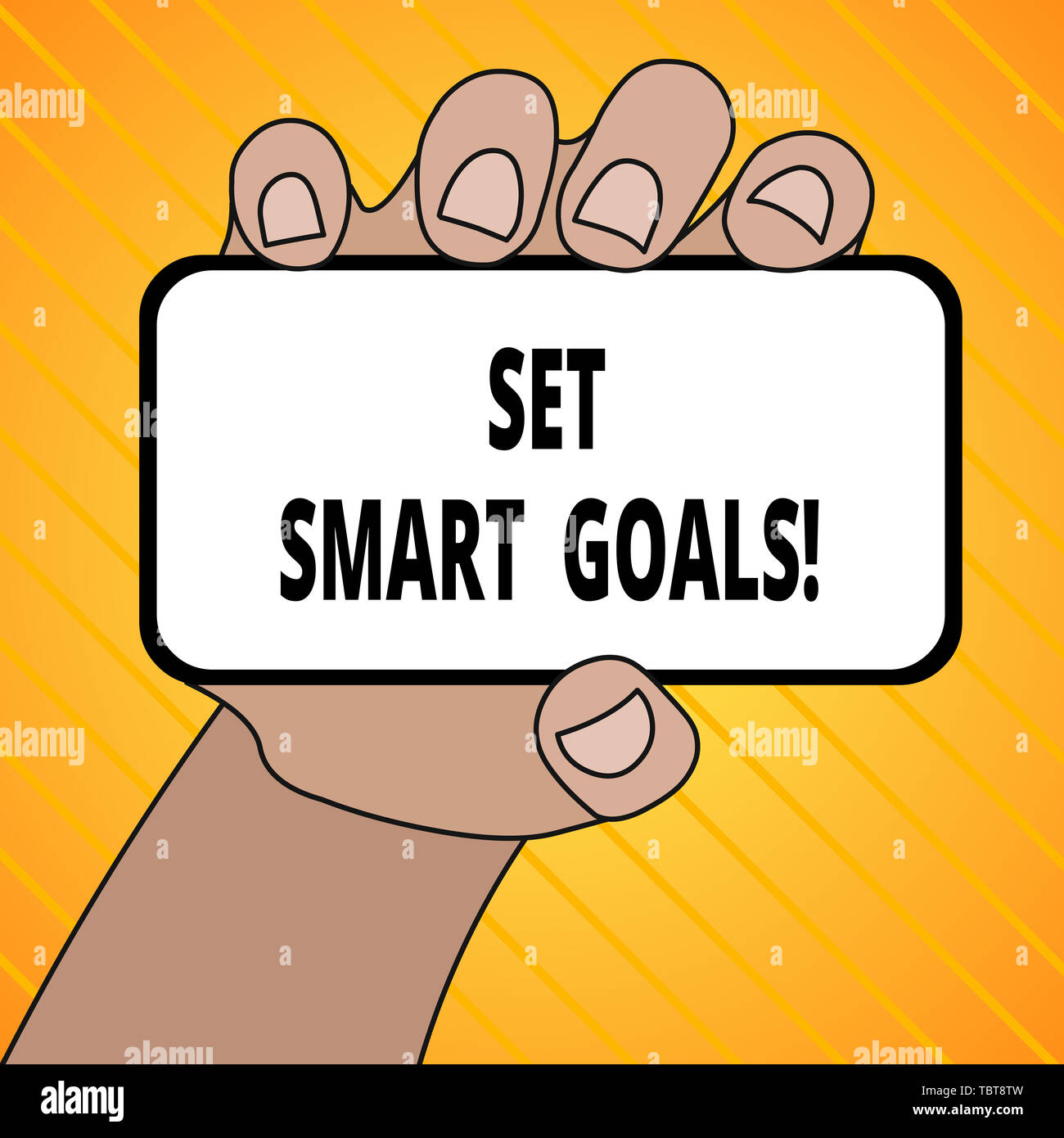 Signe texte montrant Définir des objectifs SMART. Photo d'affaires liste de texte pour clarifier vos idées de concentrer les efforts utiliser judicieusement le temps libre de votre smartphone s'est tenue à H Banque D'Images