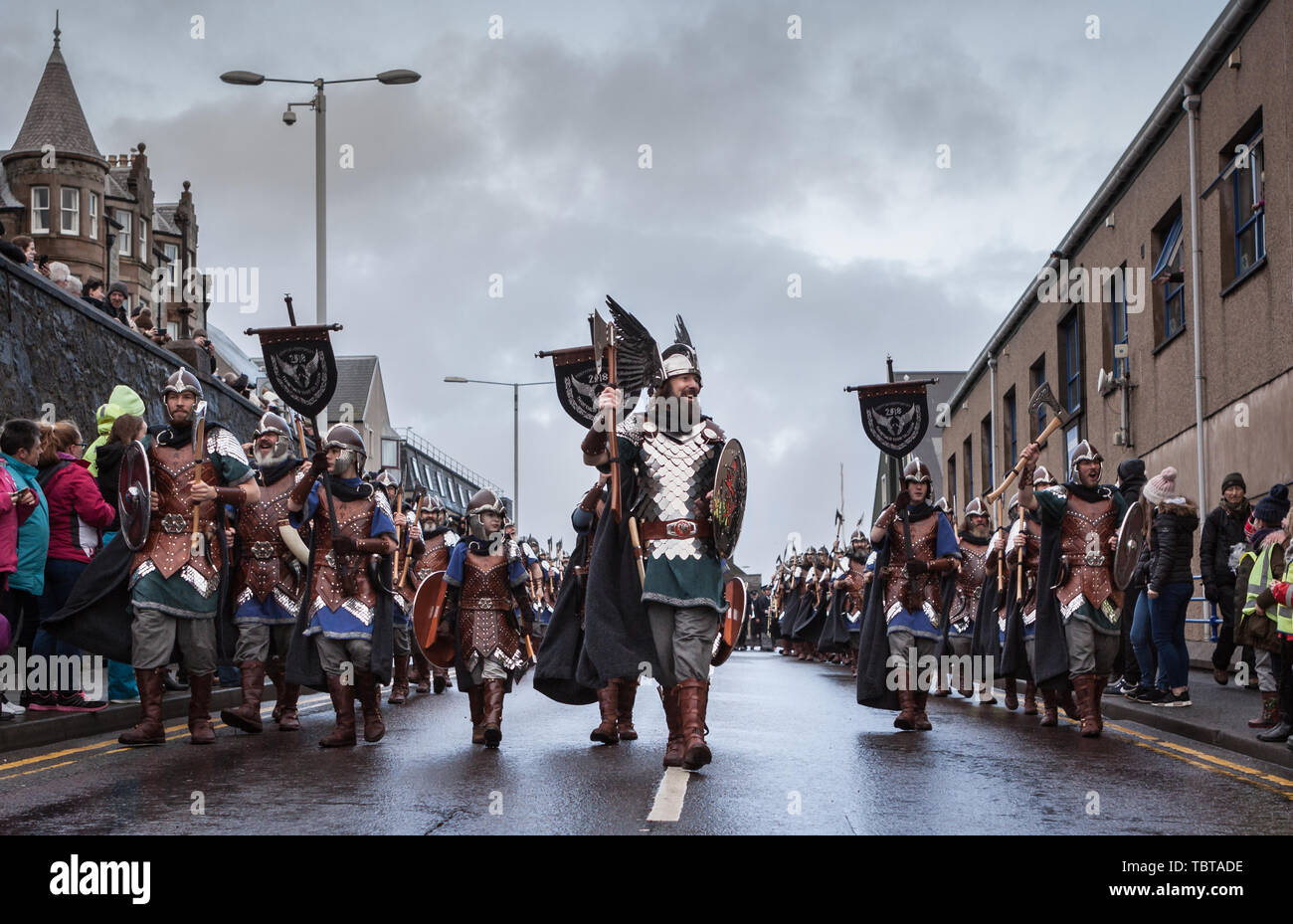 Lerwick, îles Shetland, Écosse, Royaume-Uni. 30 janvier 2018. Up Helly Aa Guizer Jarl Stewart Jamieson (aka Thorvald Thorvaldsson). Up Helly Aa est un vikin Banque D'Images