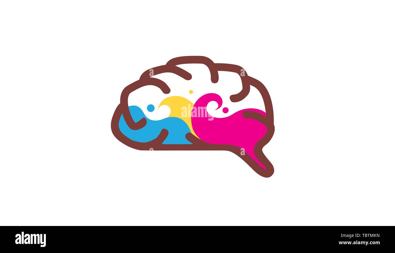 Illustration de la conception du symbole du logo couleur du cerveau coloré et créatif Illustration de Vecteur